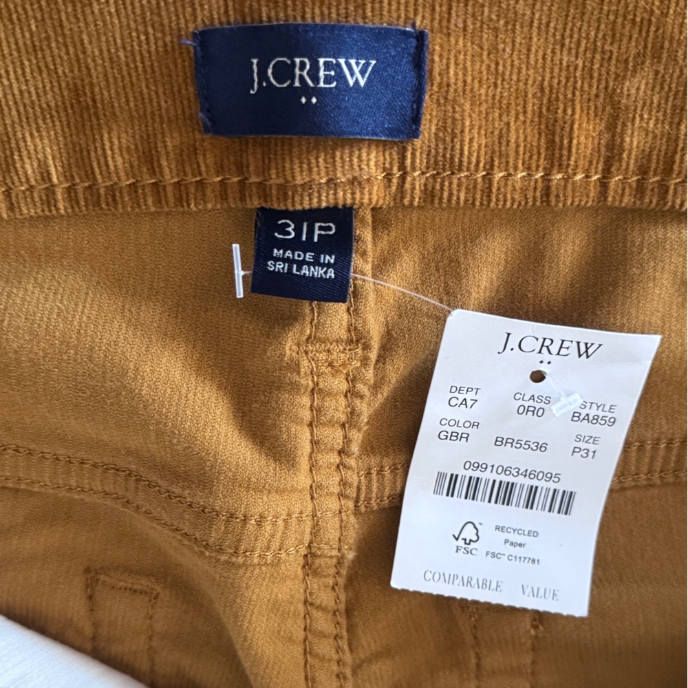 J. Crew Bronze Corduroy Pant Sz 3 petite NWT - Picture 4 of 6